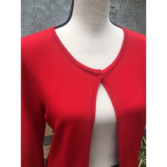 90s Vintage Cherry Red Rockabilly Cardigan Sweater - Picture 4 of 7